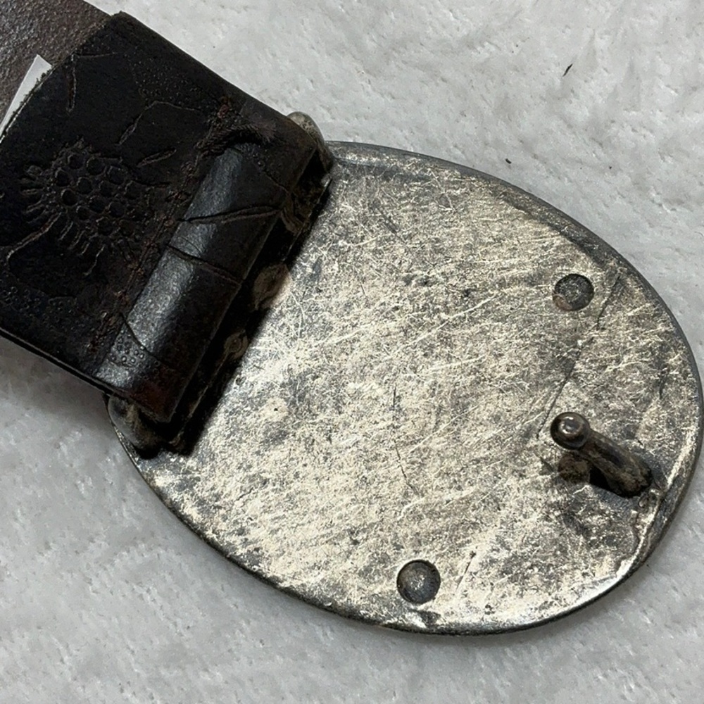 Italian Leather Belt Floral Embossed Western Design Glitter Buckle - Picture 4 of 10